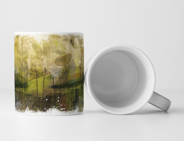 Paul Sinus Art Tasse Geschenk khaki, olivgrüne Abstraktion