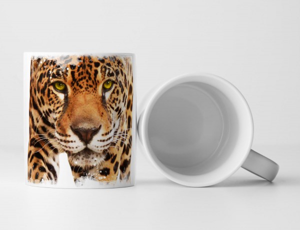 Paul Sinus Art Tasse Geschenk Tierfotografie – Leopard vor weißem Hintergrund