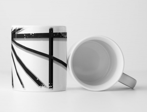 Paul Sinus Art Tasse Geschenk Abstraktes Bild- schwarze Linien auf weißem Grund