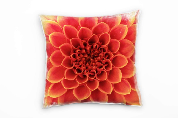 Paul Sinus Art Blumen, Macro, orange, Blütenblätter Deko Kissen 40x40cm für Couch Sofa Lounge Zierkissen