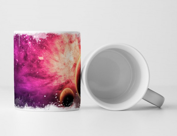 Paul Sinus Art Tasse Geschenk Illustration - Orange Sternenlandschaft