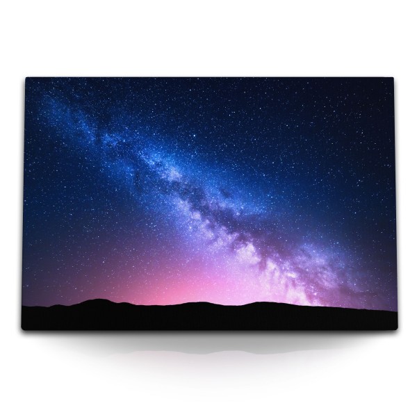 Paul Sinus Art 120x80cm Wandbild auf Leinwand Astrofotografie Sterne Milchstraße Sternenhimmel Berge