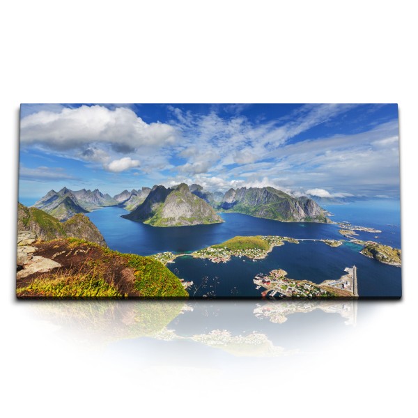 Paul Sinus Art Kunstdruck Bilder 120x60cm Norwegen Natur Berge Inseln Meer Klippen