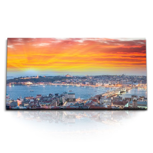 Paul Sinus Art Kunstdruck Bilder 120x60cm Istanbul roter Himmel Abendrot Sonnenuntergang Türkei