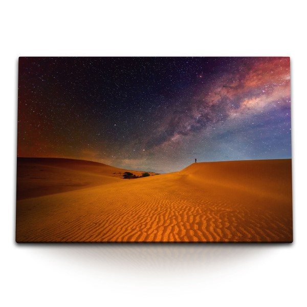 Paul Sinus Art 120x80cm Wandbild auf Leinwand Wüste bei Nacht Milchstraße Sternenhimmel Astrofotografie