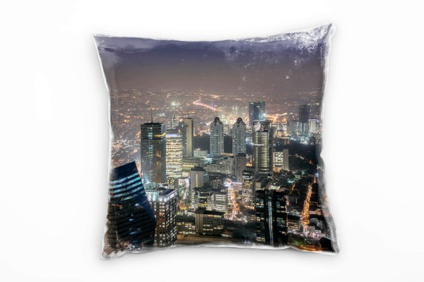 Paul Sinus Art City, Istanbul, Nacht, blau, gelb, grau Deko Kissen 40x40cm für Couch Sofa Lounge Zierkissen