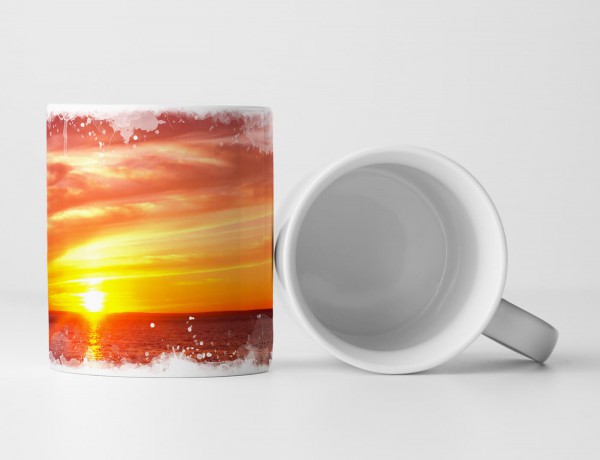 Paul Sinus Art Tasse Geschenk Landschaftsfotografie – Feuriger Sonnenaufgang am Meer