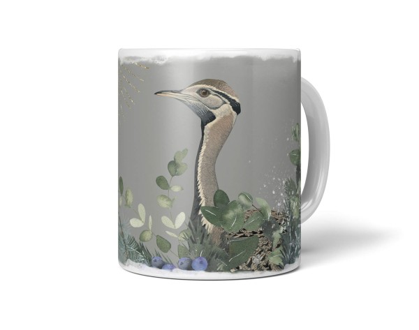 Paul Sinus Art Dekorative Tasse mit schönem Vogel Motiv Hindutrappe Indien einzigartiges Design Kunstvoll