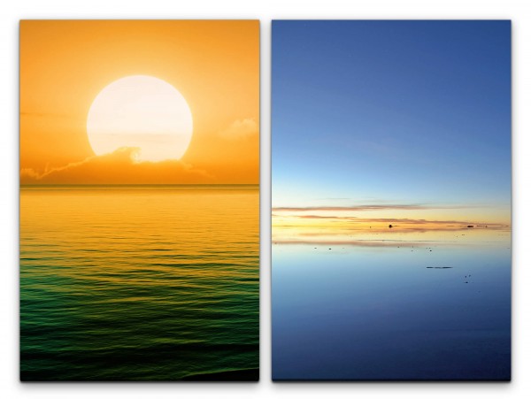 Paul Sinus Art 2 Bilder je 60x90cm Sonne Horizont Sonnenuntergang Meer Wasser Weite Meditation