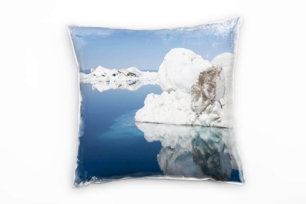 Paul Sinus Art Winter, weiß, blau, Eisberg, Grönland Deko Kissen 40x40cm für Couch Sofa Lounge Zierkissen