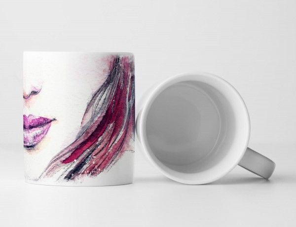 Paul Sinus Art Tasse Geschenk Illustration – abstraktes Frauenportrait mit Wasserfarben