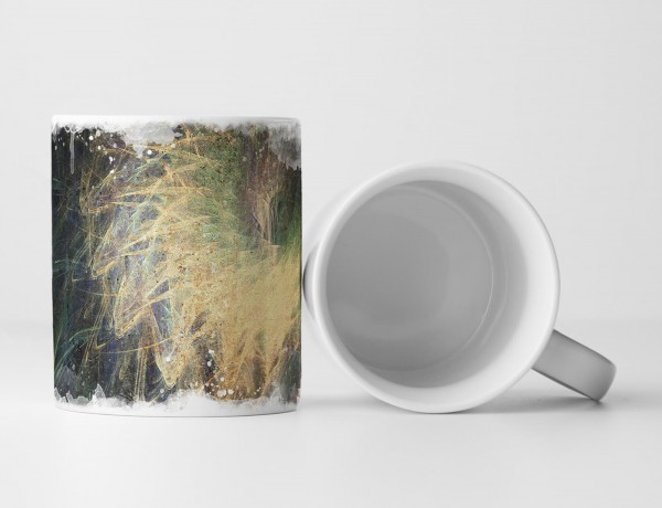 Paul Sinus Art Tasse Geschenk Dunkle Grundierung + kunstvolle Abstraktion elfenbein und grün