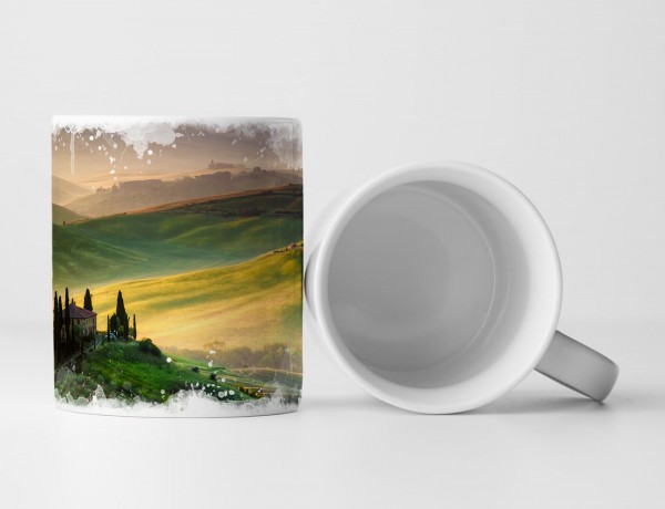 Paul Sinus Art Tasse Geschenk Landschaftsfotografie – Haus in der Toskana in Hügellandschaft Italien