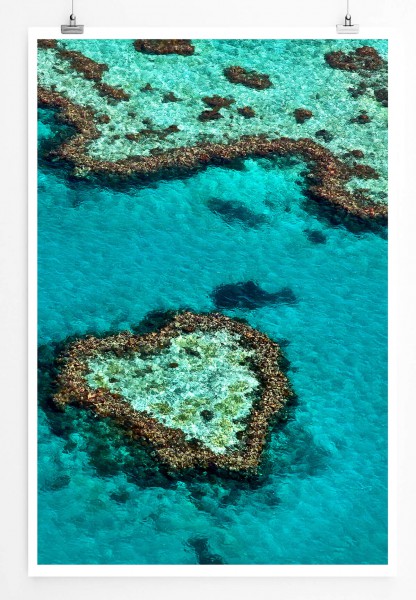 Paul Sinus Art Landschaftsfotografie 60x90cm Poster Herzförmiges Korallenriff Great Barrier Reef Australien