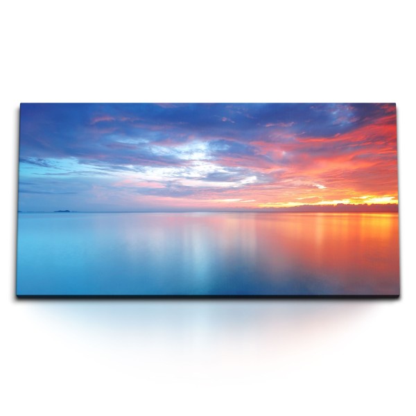 Paul Sinus Art Kunstdruck Bilder 120x60cm Horizont Natur Meer Abendrot Sonnenuntergang Himmel