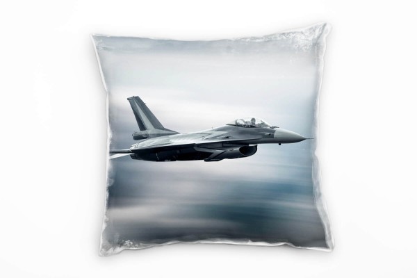 Paul Sinus Art Urban, Militärflugzeug, Geschwindigkeit, grau Deko Kissen 40x40cm für Couch Sofa Lounge Zierkissen