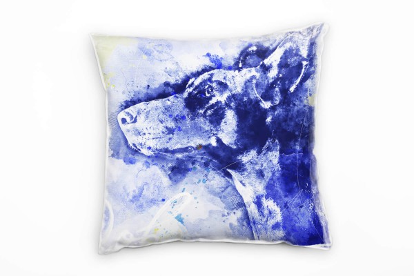 Paul Sinus Art Dobermann Deko Kissen Bezug 40x40cm für Couch Sofa Lounge Zierkissen