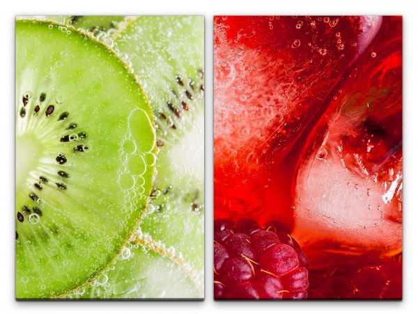 Paul Sinus Art 2 Bilder je 60x90cm Kiwi Himbeere Frisch Lecker Saftig Vegan Küche