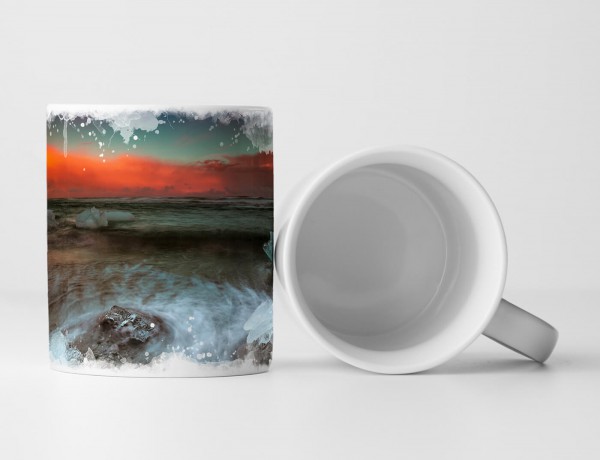 Paul Sinus Art Tasse Geschenk Landschaftsfotografie – Malerischer Strand in Island mit Eisbroken