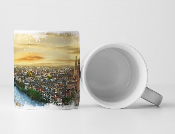 Paul Sinus Art Tasse Geschenk Landschaftsfotografie – Romantisches Verona bei Sonnenaufgang Italien