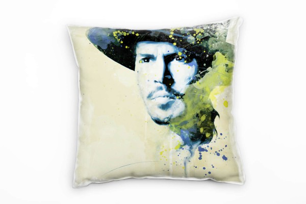 Paul Sinus Art Johnny Depp IV Deko Kissen Bezug 40x40cm für Couch Sofa Lounge Zierkissen