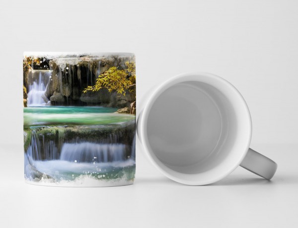 Paul Sinus Art Tasse Geschenk Landschaftsfotografie – Wasserfall im Erawan Nationalpark Thailand