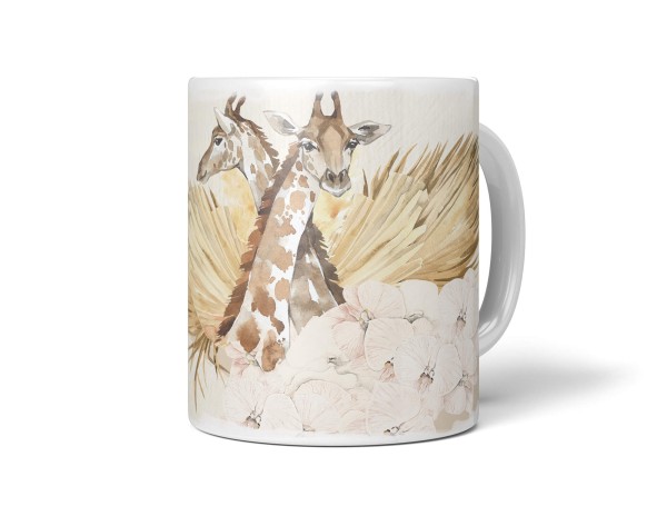 Paul Sinus Art Tasse Porzellan Tier Motiv Giraffen Blumen Blüten Kunstvoll Wasserfarben