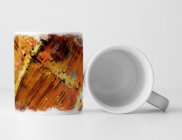 Paul Sinus Art Tasse Geschenk orange-rot-weinrot Abstraktion; goldrutigen, grauen stellen