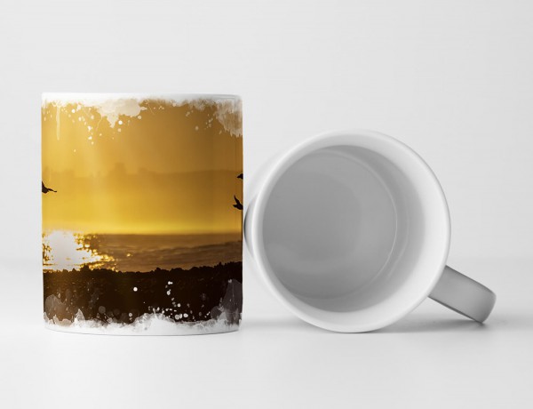 Paul Sinus Art Tasse Geschenk Landschaftsfotografie – Goldener Sonnenaufgang in Kaikoura Neuseeland