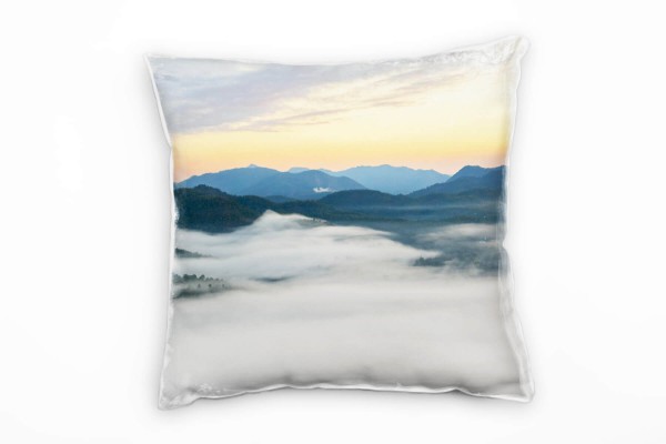 Paul Sinus Art Landschaft, Berge, Wolken, Sonnenuntergang, grau Deko Kissen 40x40cm für Couch Sofa Lounge Zierkisse