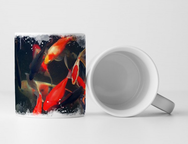 Paul Sinus Art Tasse Geschenk Tierfotografie – Wunderschöne rote und orange Koi Karpfenfische