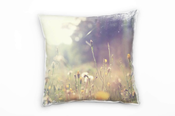 Paul Sinus Art Frühling, Natur, grün, braun, viele Blumen Deko Kissen 40x40cm für Couch Sofa Lounge Zierkissen