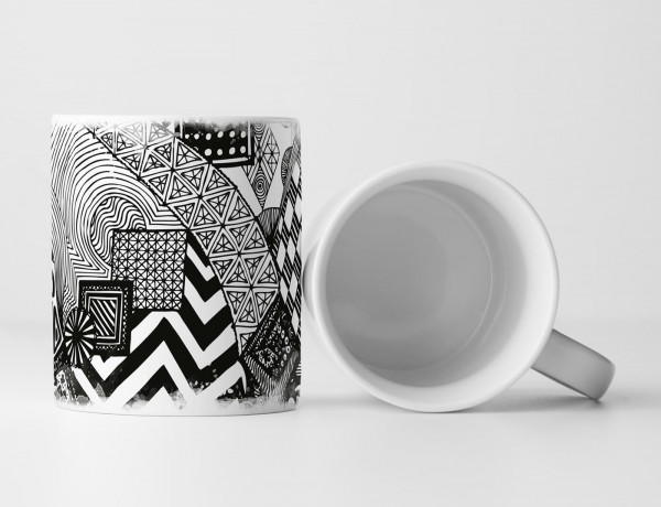 Paul Sinus Art Tasse Geschenk Vektor Bild – Schwarz weiße lebendige Muster