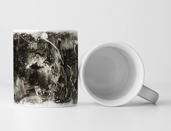 Paul Sinus Art Tasse Geschenk beige-hellgraue, dunkelgraue Abstraktion