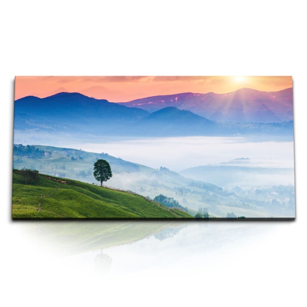 Paul Sinus Art Kunstdruck Bilder 120x60cm Sonnenuntergang Berge Berglandschaft Natur