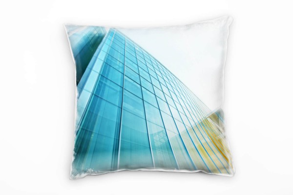 Paul Sinus Art City, Hochhäuser, Glas, grau, blau Deko Kissen 40x40cm für Couch Sofa Lounge Zierkissen