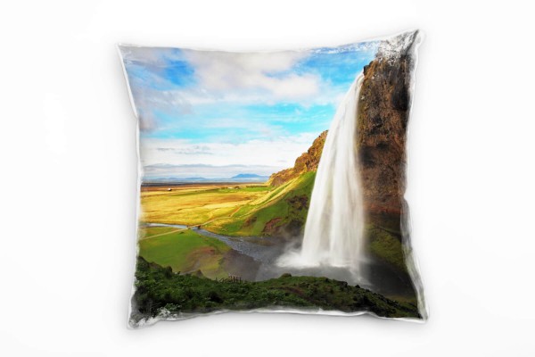 Paul Sinus Art Landschaften, Natur, Berge, bewölkt, blauer Himmel Deko Kissen 40x40cm für Couch Sofa Lounge Zierkis