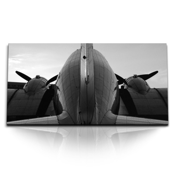 Paul Sinus Art Kunstdruck Bilder 120x60cm Schwarz Weiß Fotografie Flugzeug Propeller Propellermaschine