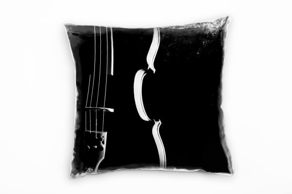 Paul Sinus Art Macro, schwarz, weiß, Silhouette, Geige Deko Kissen 40x40cm für Couch Sofa Lounge Zierkissen