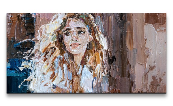 Paul Sinus Art Leinwandbild 120x60cm Junge Frau Abstrakt Malerisch Schönheit Feminin