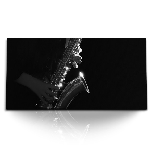 Paul Sinus Art Kunstdruck Bilder 120x60cm Saxophon Jazz schwarzer Hintergrund Musik