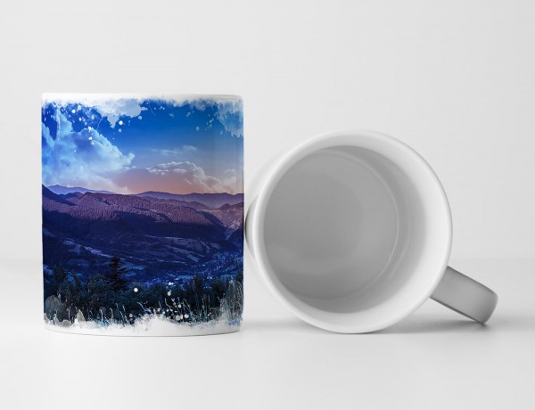 Paul Sinus Art Tasse Geschenk Fotocollage – Vollmond über einem Gebirge