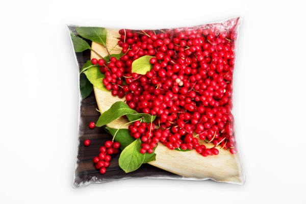 Paul Sinus Art künstlerische Fotografie, Beeren, rot, grün, braun Deko Kissen 40x40cm für Couch Sofa Lounge Zierkis