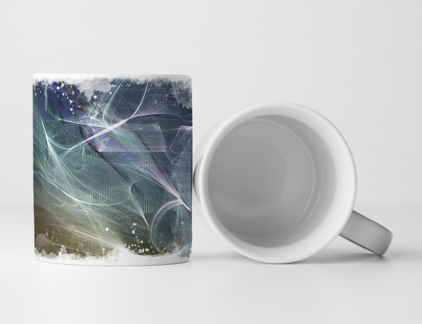 Paul Sinus Art Tasse Geschenk blaugrau, kunstvolle Abstraktion