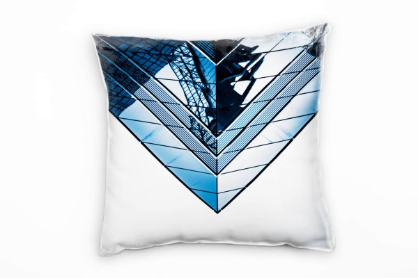 Paul Sinus Art City, Hochhäuser, Glas, Spiegelung, blau, grau Deko Kissen 40x40cm für Couch Sofa Lounge Zierkissen