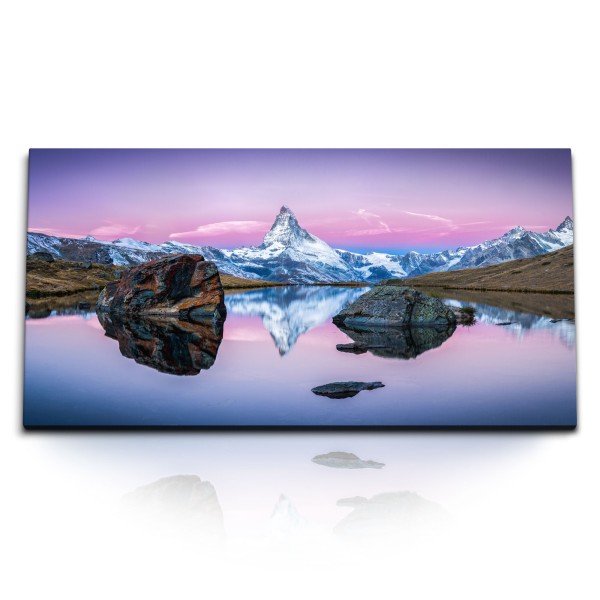 Paul Sinus Art Kunstdruck Bilder 120x60cm Stellisee Matterhorn Alpen Alpensee Bergsee Schweiz