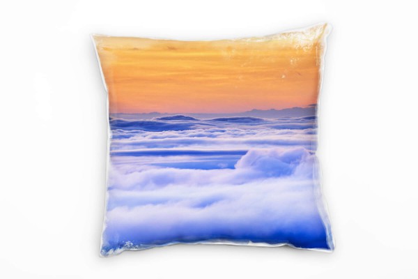 Paul Sinus Art Natur, Wolken, Sonnenuntergang, orange, blau Deko Kissen 40x40cm für Couch Sofa Lounge Zierkissen