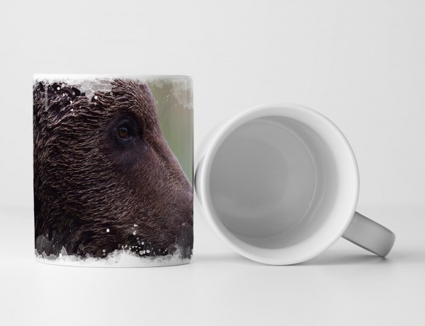 Paul Sinus Art Tasse Geschenk Tierfotografie – Porträt eines Braunbärens von der Seite