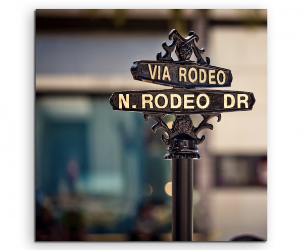 Paul Sinus Art Künstlerische Fotografie – Rodeo Drive Schild auf Leinwand