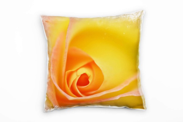 Paul Sinus Art Macro, Blumen, Rose, gelb, orange Deko Kissen 40x40cm für Couch Sofa Lounge Zierkissen